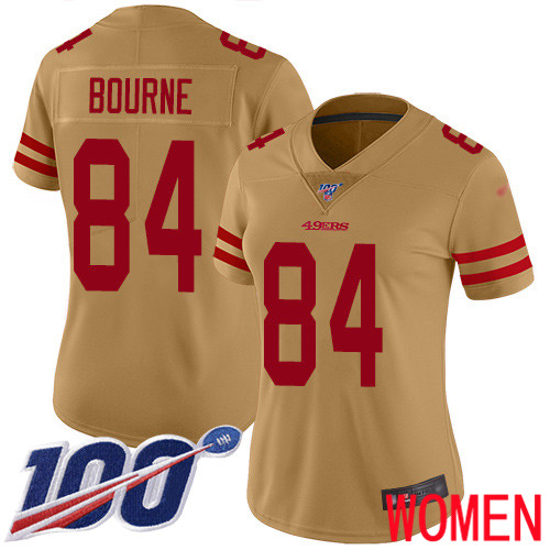 San Francisco 49ers Limited Gold Women Kendrick Bourne NFL Jersey #84 100th Season Vapor Untouchable